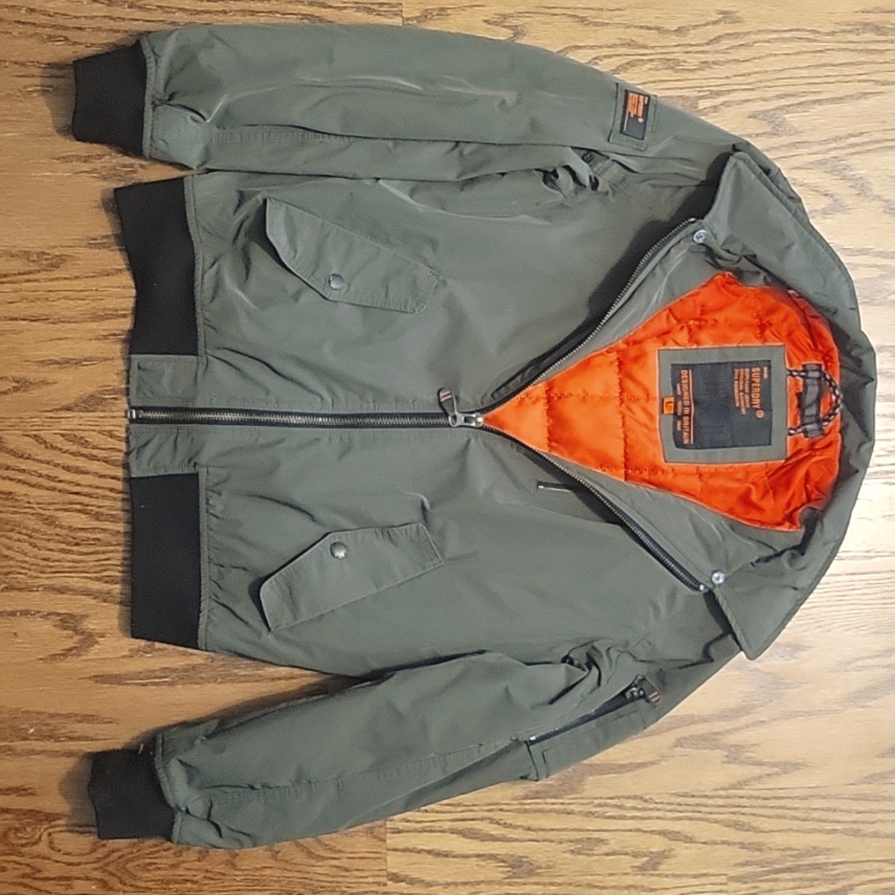 Superdry Wax Flight Bomber Jacket in army green